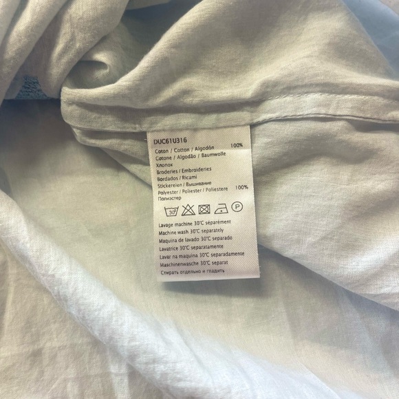 Gerard Darel Esther Printed Embroidered Light Blue Cotton Blouse sz 1 - Picture 7 of 10